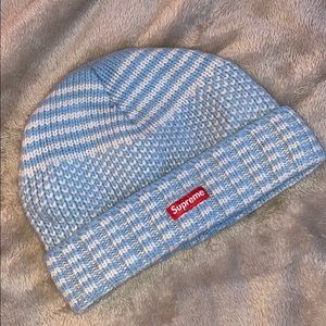 Supreme Wool Jacquard Beanie Light blue and white